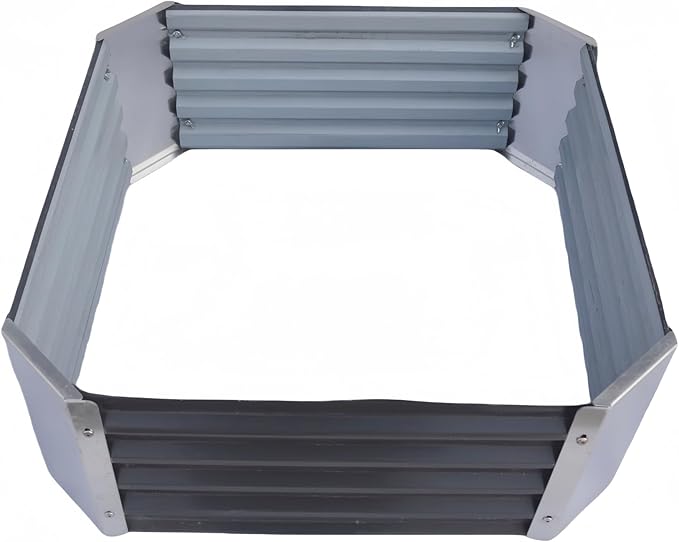 Galvanized Raised Garden Bed Outdoor Metal Quadrilateral Planter Box Deep Root Planters Boxes 2.65ft x 2.65ft Suitable for Plants Flowers Vegetables Herbs Fruits Dark Grey
