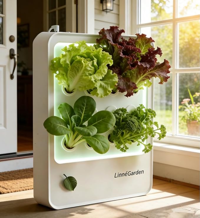Indoor Hydroponic Growing System Desktop Herb &amp Vegetable Grow Light with LED Grow Lamp - Hydroponic Cultivation Harvest Lettuce (Gray)