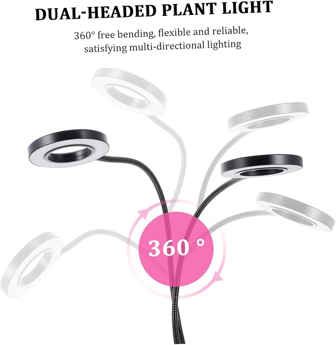 LED Plant Growth Lamp with Dual Head Design Brightness USB Powered Clamp Light for Indoor Planting for Florists and Gardeners Efficient Growth