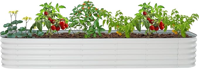 Raised Garden Bed | Metal Raised Garden Bed Kit | 17'' Tall Outdoor Garden Planter Box | Metal Planter Box for Planting Plants Vegetables (9.4x2x1.4FT（1pcs）)