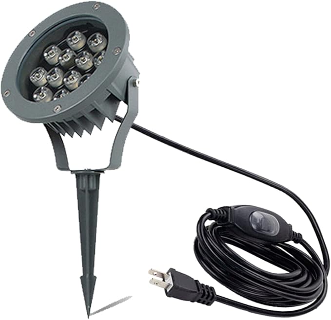Kiven Outdoor Landscape LED Lighting 12W Waterproof Plug-in Garden Lights COB Led Spotlights with Spiked Stand for Indoor Outdoor Wall Lighting Lawn Decorative Lamp Floor Spot Lights Warm White