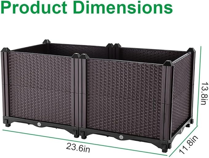 Raised Garden Bed Planter for Outdoor Plants Plastic Planters Box Elevated Garden Boxes Plant Pots of Garden Patio Balcony Deck to Planting Flowers Vegetables Tomato and Herbs