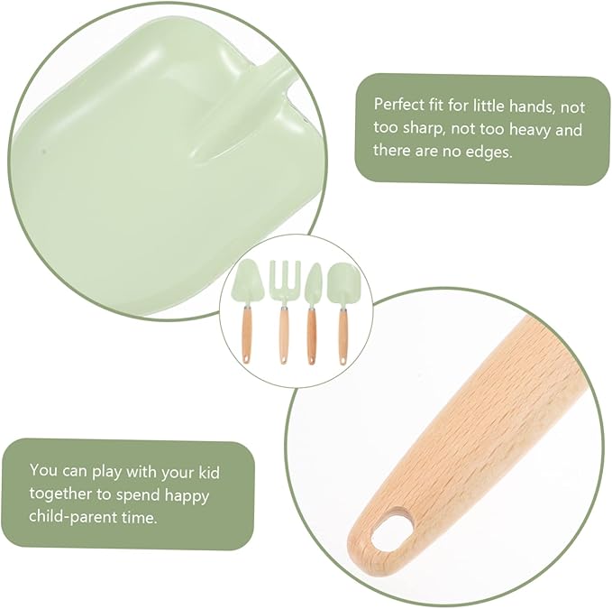 Children Gardening Tools Set for Boys and Girls Outdoor Planting Shovels and Hand Rake Wooden Handles Fun Gardening Toys for Toddlers for Backyard and Garden Activities