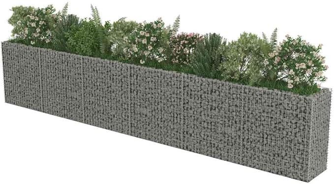 Gabion Raised Garden Bed Silver Galvanized Steel 212.6x212.6x39.4 inch Large Planter for Outdoor Plants Weather-Resistant Metal Garden Solution