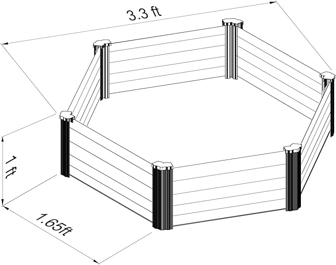 ABSCO Premium Galvanized DIY 3' x 3' Hexagon Garden Bed DIY with Easy Assembly and Superior Drainage Woodland Gray Galvanized Steel Metal Planter Garden Planter Box with 16 Walls for All Plants