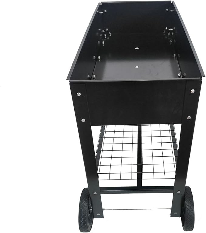 Dawn Mobile Metal Raised Garden Bed Cart with Legs Elevated Tall Planter Box with Wheels for Outdoor Indoors House Patio Backyard Vegetables Tomato DIY Herb Grow Black