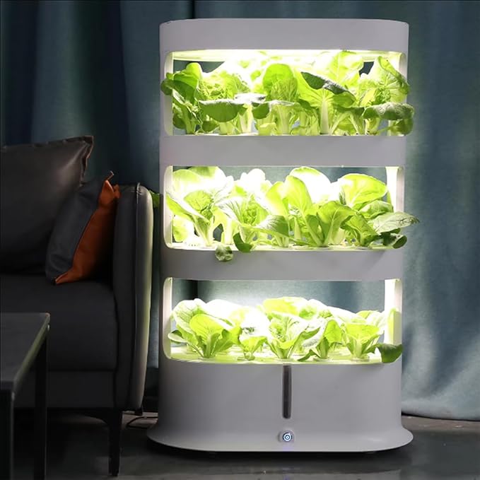 Hydroponics Growing System 4-Layer Indoor Garden Kit 64-Holes Vertical Garden Planter Smart Plants Germination Kit for Leafy Vegetables