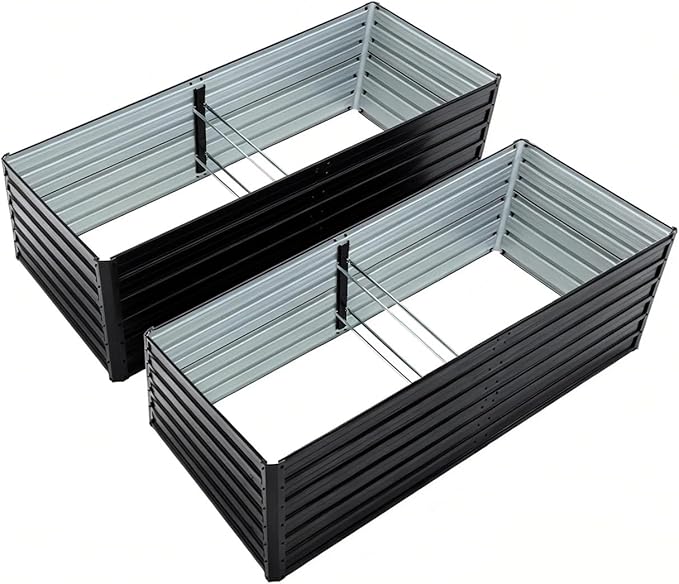 ZeHuoGe 2 Pack Metal Raised Garden Bed Kit Outdoor - Galvanized Planter Boxes Set Rectangle Vegetable &amp Flower Beds for Fruits Planting (8FT x 4FT x 2FT)