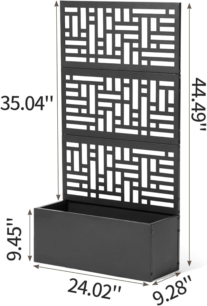 Metal Planter Box with Trellis43 Outdoor Raised Garden BedPrivacy Planters for Patio GardenPlanter Box with Drainage Holes for Climbing Plants (Style A)