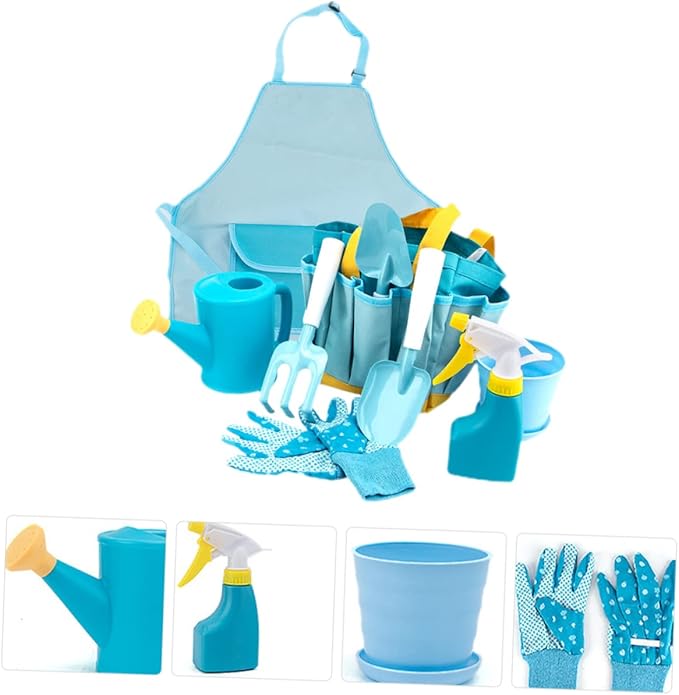 Yardwe 1set Boy Girl's Gardening Tool Set Outdoor Gardening Kit for Boys and Girls Watering Can Rake Trowel and Gloves Fun Toys for Planting and Weeding Activities