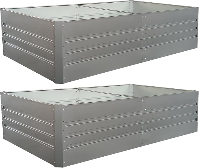 Galvanized Raised Garden Bed 8ft x 4ft x 2ft Large Metal Planter Box for Vegetables Herbs Flowers 20.5 Cubic Feet (Metal Garden Bed 8x4x2 Grey)