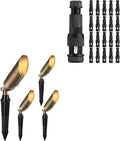 LEONLITE Landscape Spotlights Bundle Wire Connectors 4-Pack Adjustable Solid Cast Brass Landscape Spotlights Work with MR16 Bulb IP65 &amp 20-Pack Fastlock Wire Connectors for Landscape Lighting