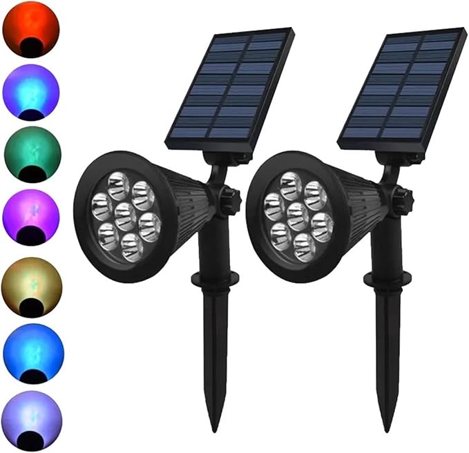 Solar Lawn Lights Outdoor Landscape 4/7led Spotlights Ip65 Waterproof Upgraded Solar Powered Highlighted Wall Lamp Villa Garden(4LED-Warm Light)