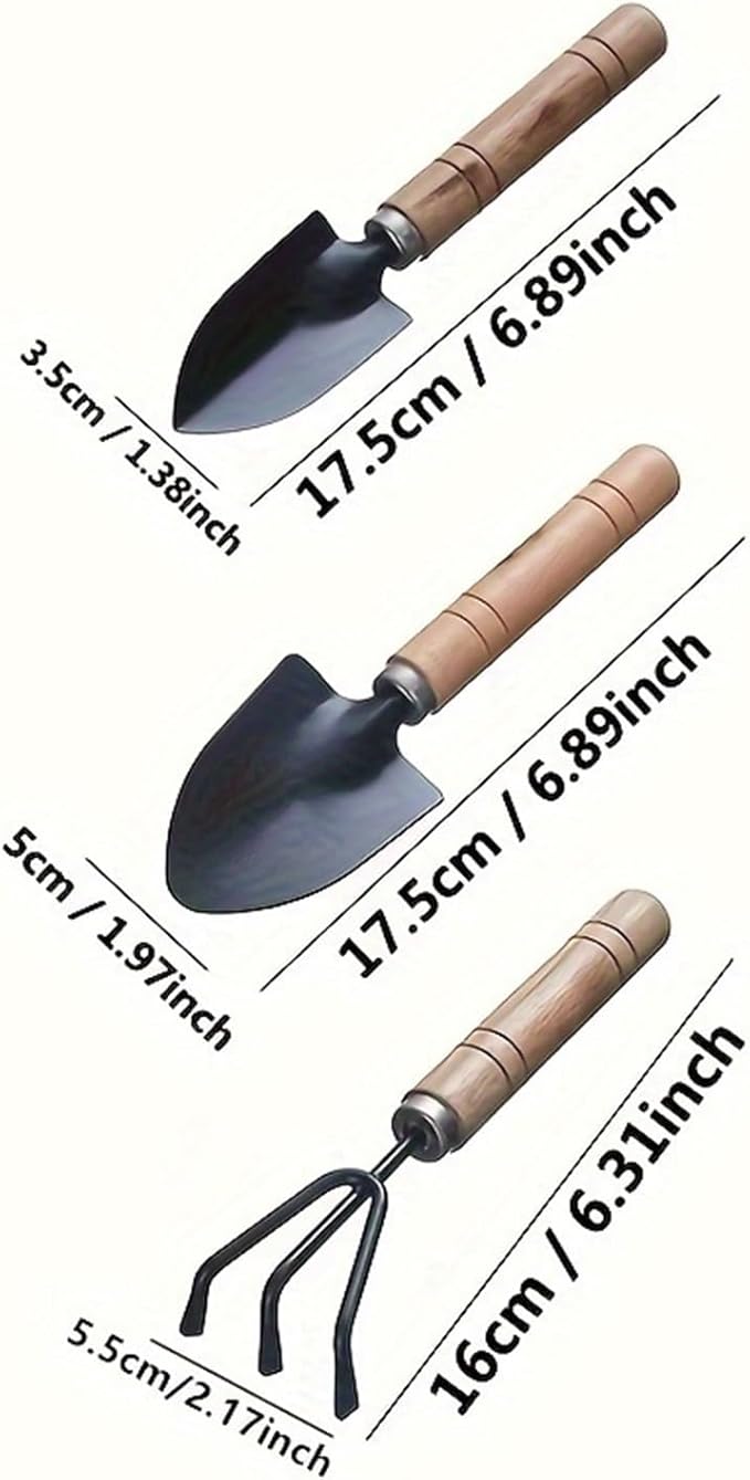 3pcs Garden Tool Set - Succulent Plant Shovel Rake and Shovel for Loose Soil and Flower Gardening