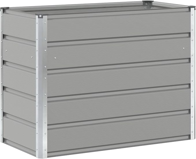 Steel Raised Garden Bed for Gardening Metal Planter Box for Vegetables Fruits Flowers 39.37 x 19.69 x 30.31 in Light Gray-685