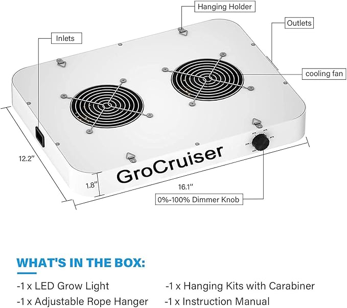 2000W Dimmable LED Grow Light 3x3 2x4ft Grow Tent Light with 1176PCS LEDs UV-IR Included Full Spectrum Plant Growing Lamps for Indoor Plants Seeding Veg Flower with Daisy Chain