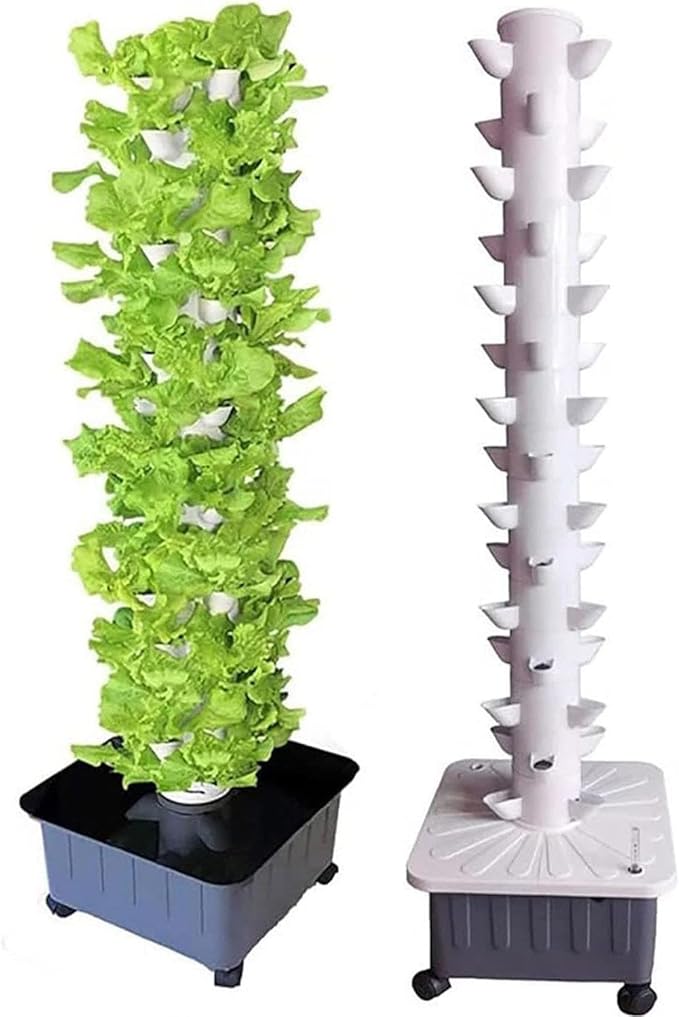 Hydroponic Tower Growing Sytem Indoor Grow System with Hydrating Pump and Timer Soilless Cultivation Grow Tower 15 Floors 45 Plants Sites Aeroponics Growing Kit