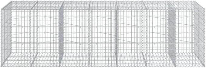 Gabion Basket with Cover 137.8x39.4x39.4 Galvanized Iron Raised Garden Bed Planter Box Outdoor Garden Box Trough Planter for Landscaping Privacy Screens and Retaining Walls