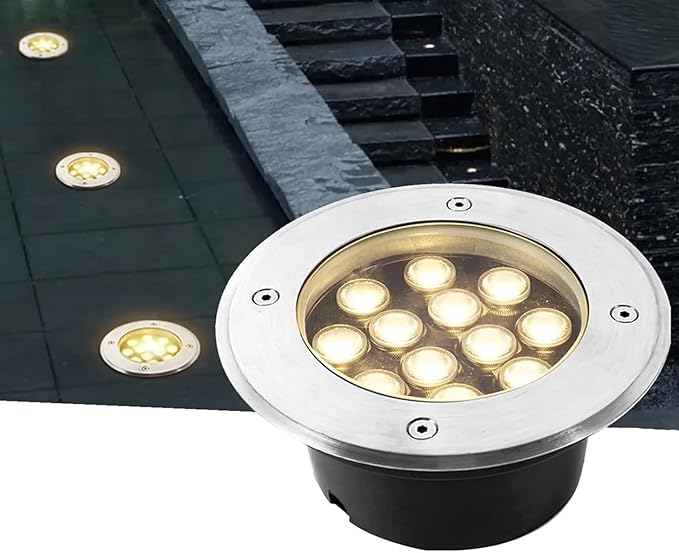 Outdoor Buried Lights - Ground LED Landscape Lamp IP67 Waterproof Recessed LED Spotlight AC85-265V LED Well Lights Stainless Steel Garden Lawn Light for Patio Path Driveway Illumine(Blue Light3