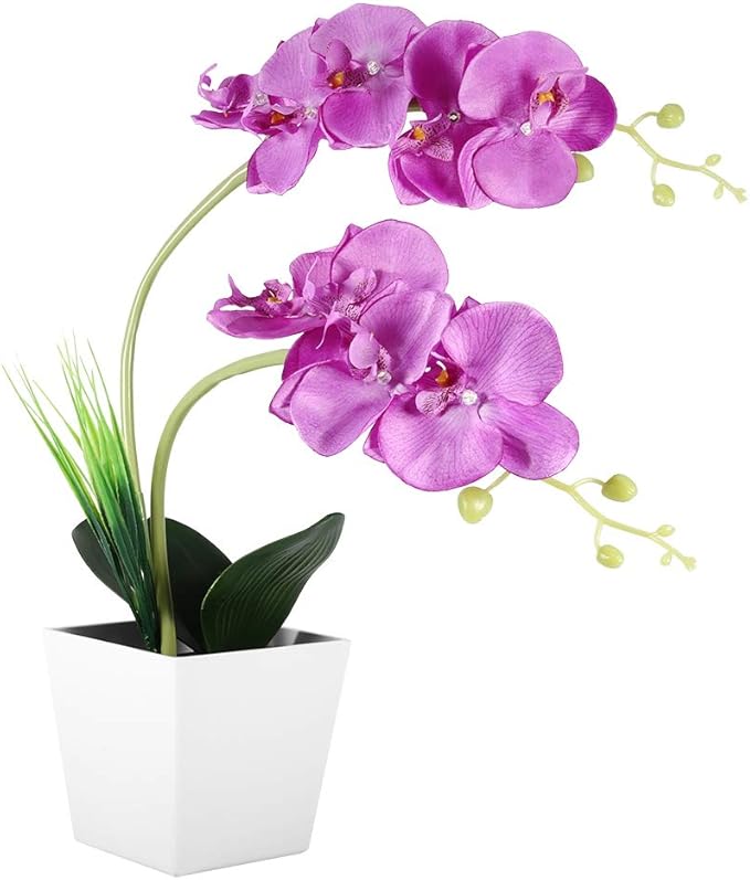 9LED Artificial Flower Pot Lamp Simulation Phalaenopsis Bonsai Flower Light Foldable DIY Decorative LED Flower Lamp with Bright White LEDs for Home Office Garden