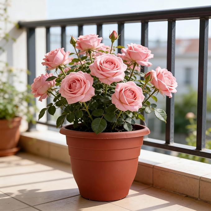 3 Pack Large 16 Inch Plastic Plant Pots for Outdoor PlantsDurable &amp Lightweight Flower Pots with Drainage HolesWeather-Resistant Large Planters for Patio Garden(Brick Red)