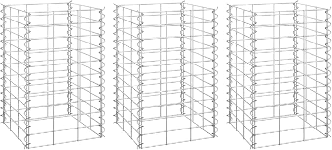 SKM Gabion Raised Beds 3 pcs 11.8x11.8x19.7 Iron (5.85 KG/12.87 LBS)