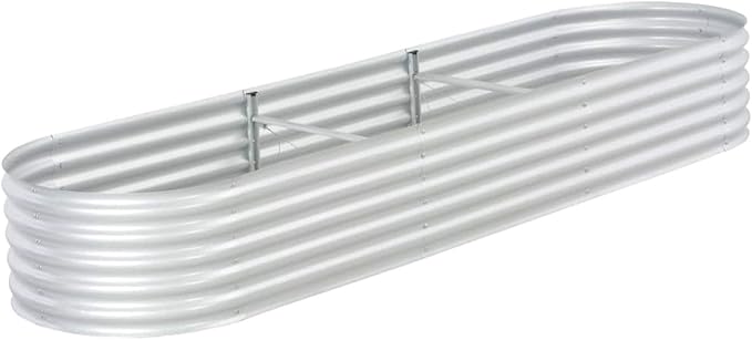 REWIS Garden Raised BedsVegetable PlanterRaised Garden Kits Garden Raised Bed 126x31.5x17.3 Galvanized Steel Silver