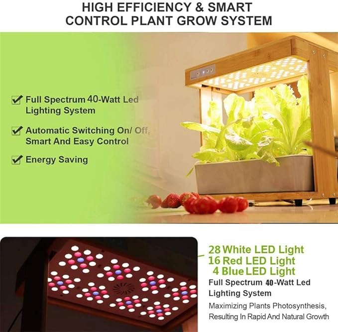 Hydroponic Flower Pot 8-Hole Hydroponic Machine Hydroponic Growing System with Smart Led Grow Light Three Adjustable Time Options and Two Spectrum Formulas 7l Water Tank Timed Water Pump