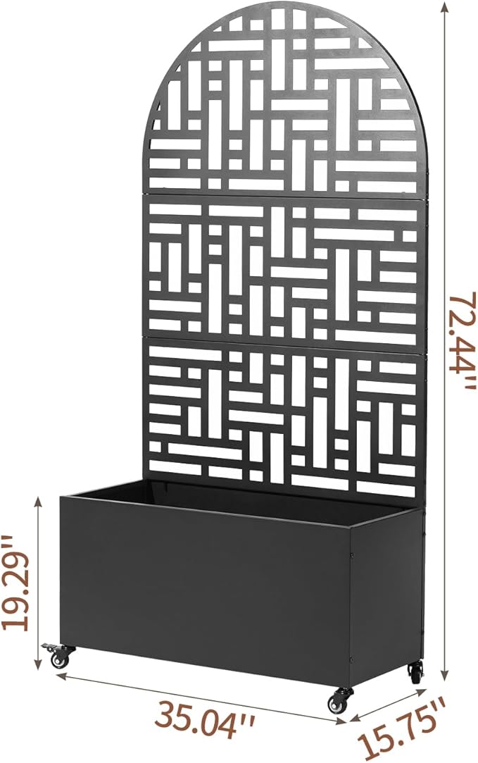 Metal Planter Box with Trellis70 Outdoor Raised Garden BedPrivacy Planters for Patio GardenPlanter Box with Drainage Holes for Climbing Plants
