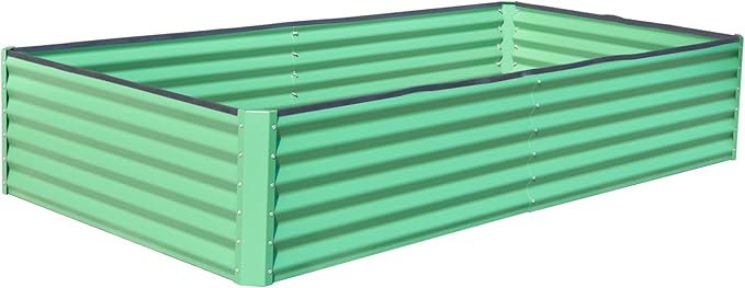 6x3x1ft Galvanized Raised Garden Bed Outdoor Planter GBoxes Large Metal Planter Box for Gardening Vegetables Fruits Flowers Green