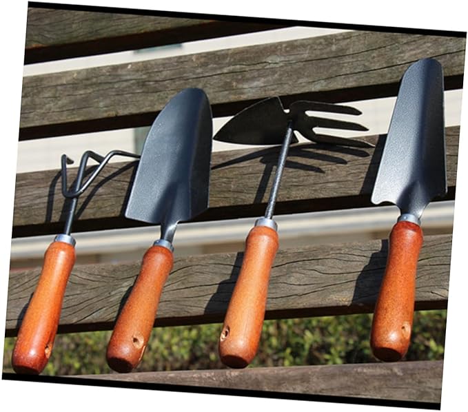 YARNOW Garden Tool Set Mini Shovel and Iron Spade with Wooden Handle 4pcs Thickened Painted Gardening Hand Tools for Planting and Outdoor Work