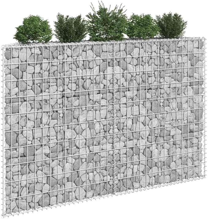 Gabion Raised Garden Bed Silver Galvanized Steel 59.1 x 7.9 x 39.4 in Trapezoidal Outdoor Planter Box for Flowers Durable Weather-Resistant Design