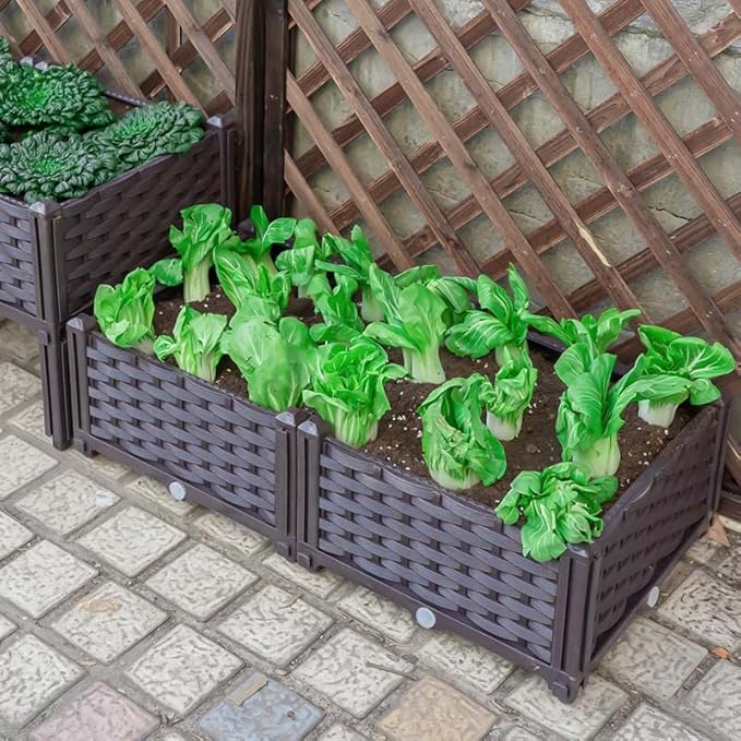 YSUEFIJO Raised Garden Bed Planter Raised Garden Bed Outdoor Planter Box for Outdoor Plants Planter Raised Beds for Vegetables Easy Assembly for Flowers Herbs Fruits