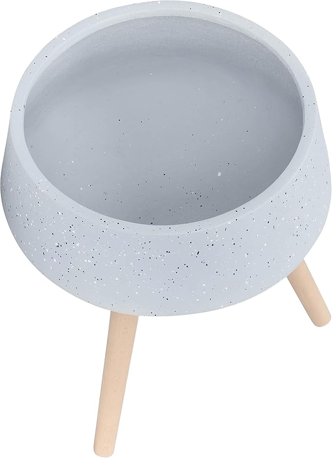 S2 1115 TERRAZZO Planter W Wood Legs Gray
