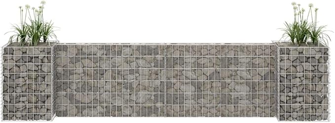 Large Raised Garden Bed 102.4 x 15.7 x 23.6 in Silver Metal Gabion Planter for Outdoor Flowers Vegetables Patio Trough Planter Box Industrial Style