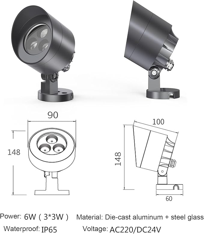 Outdoor LED Spotlight - Landscape Lamp 220V IP65 Waterproof Lawn Projector Floodlight Tree Lighting for Hotel Exterior Wall Contouring Landscaping Projects(A-Warm Light3 * 3W)