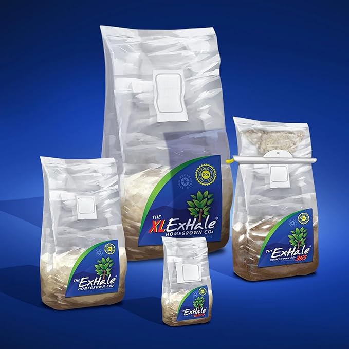 Exhale Homegrown CO2 XL 365 - Self-Activated CO2 Bags for Indoor Grow Rooms &amp Grow Tents - Foliage Mushroom Bags (1 Pack)