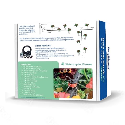 Dripworks Premium/Customized Rose &amp Shrub Irrigation Kit for Watering Roses &amp Shrubs - Waters Upto 15 Rose Plants | Agricultural Grade Components | Trusted Brand Since 1991