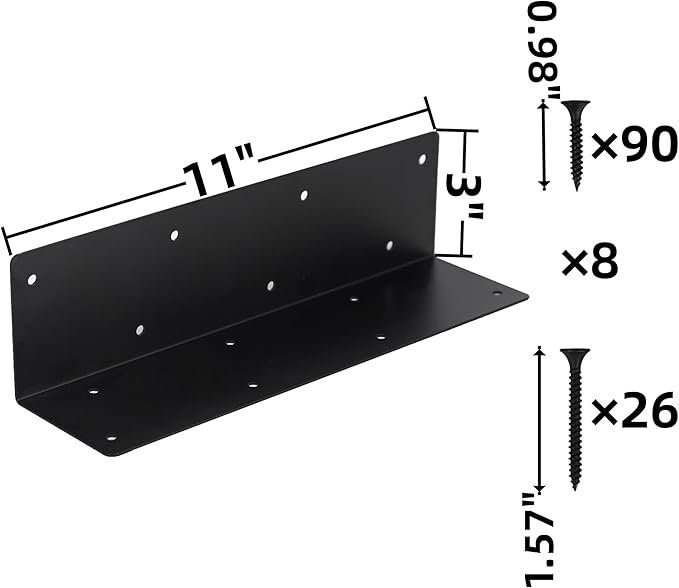 20 Pcs Raised Garden Bed Corner Brackets for 12''-24'' Flower Vegetable Furniture Planter Wood Garden Bed Box 11 x 3 x 3 Black Metal Corner Brackets Decorative with Screws