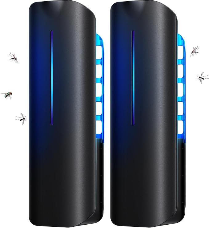 Fruit Fly Traps Indoor for Home: Plug in Mosquito Bug Zapper Gnat Moth Catcher with 9W Night UV Light 2 Devices 20 Sticky Glue Board Refills for Indoors Flying Insect Trap