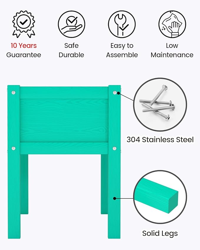 Small HDPE Raised Garden Bed Elevated Planter Box with Legs Outdoor All-Weather Planter Raised Beds for Seeds Herbs Flowers Vegetables (Aruba Blue)