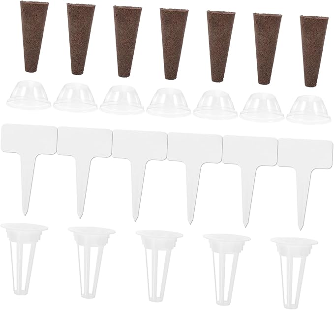 5sets Hydroponic Basket Planter Kit Grow Sponges Humidity Domes and Labels for Indoor Soilless Gardening and Plant Growth Compatible