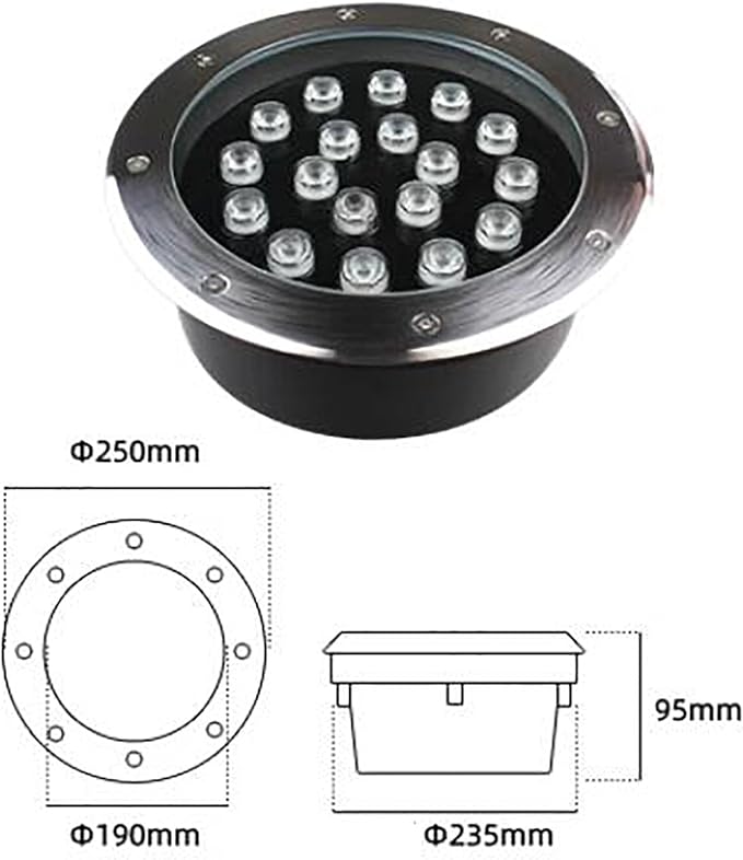 LED Landscape Lights - Outdoor Buried Lights Embedded Spotlights IP67 Waterproof Recessed Ground Lamp Garden Lawn Lamp Outdoor Buried Wall Washer SpotlightGreen-18W