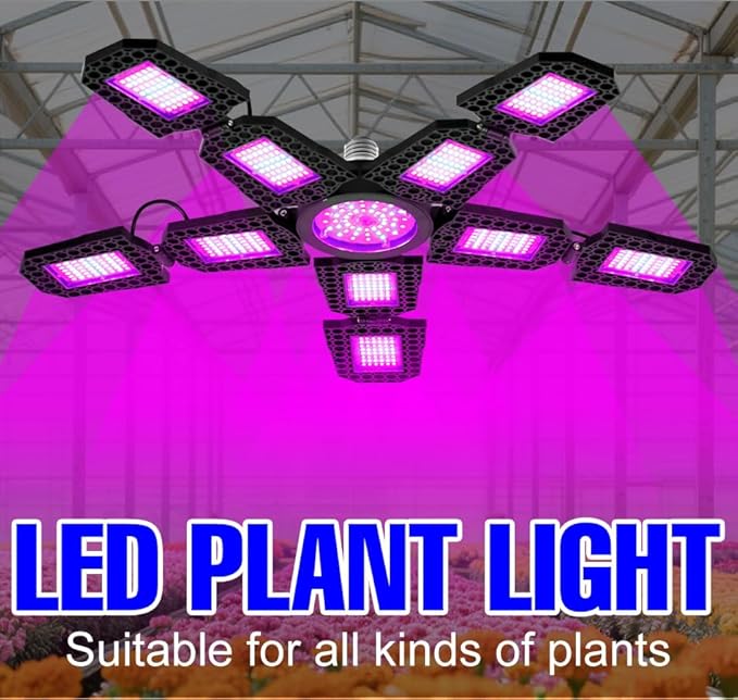 300W LED Plant Grow Light Equip High Brightness 528 Full Spectrum LEDs Chips E27/E26 Socket 10 Flexible Wide-Angle Panels Sunlight Simulation Suitable for Indoor Flowers Vegetables Growth Lamp