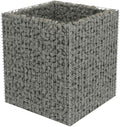 vidaXL Gabion Raised Bed in Galvanized Steel 35.4x35.4x39.4 – Proof Weather- High Load Capacity - Perfect Garden Patio Planter with Sturdy Grid - Silver