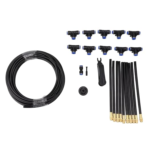 Haofy Drip Irrigation Kit with 360 Bendable Nozzle PE Tube Brass Nozzles for Garden Yard Lawn Patio Plants Flower Bed Vegetable Garden Greenhouse Use US Standard Hose Systems