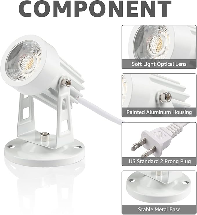 2 Pack LED Plant Spotlight Lamps - Indoor Uplighting for Plants 110V Warm White 5.9FT Cord with Foot Switch - Ideal for Home &amp Garden Decor