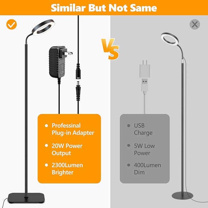 Plant Grow Light 20W Growing Lights for Indoor Plants Full Spectrum LED Floor Lamp with Height Adjustable Stand Auto Timer 3/9/12H10 Dimmable Brightness for Small Large Tall Plants Growth
