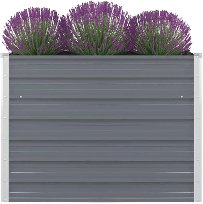 Raised Garden BedBackyard Patio Planter Racks Raised BedsGarden Raised Bed Planter Boxes Suitable for Planting Flowers 39.4X39.4X30.3 Galvanized Steel Gray