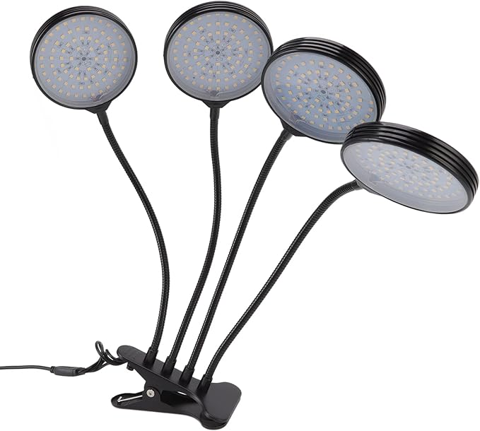 60W LED Plant Growing Lights with 4 Adjustable Heads USB Powered Clip On Grow Lamp for Indoor Plants - 5 Dimmable Light Modes Flexible Multi - Directional Lighting Ideal Grow